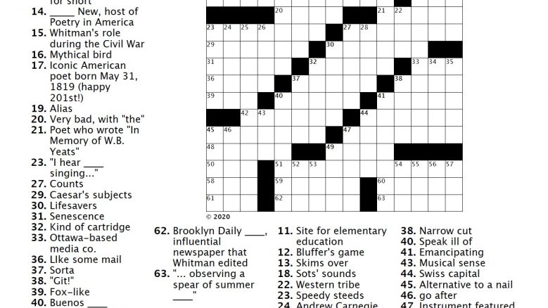 Poetry in America's The Whitman Crossword puzzle