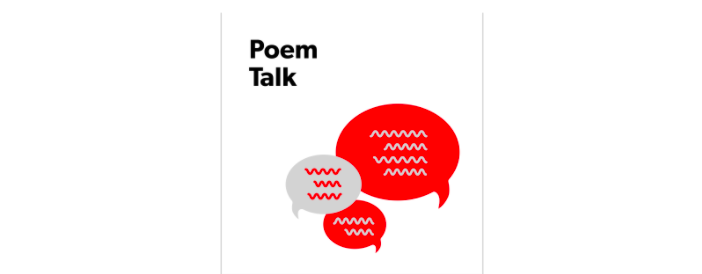 Cover for the event, Poem Talk, showing 3 speech bubbles.