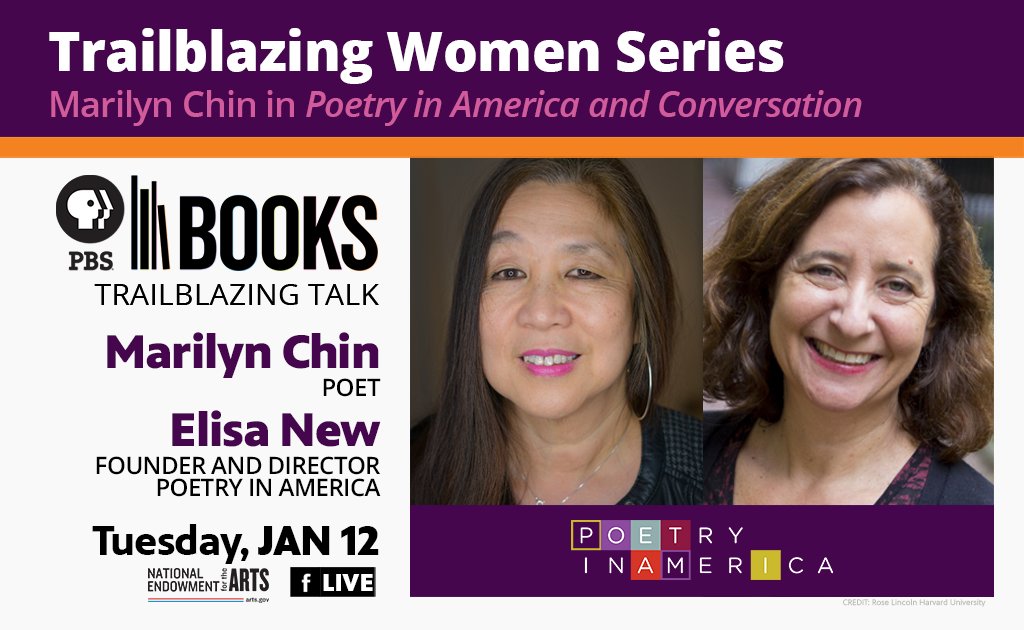A flyer for "Trailblazing Women Series." Pictured are Poet Marilyn Chin and Poetry in America's Elisa New
