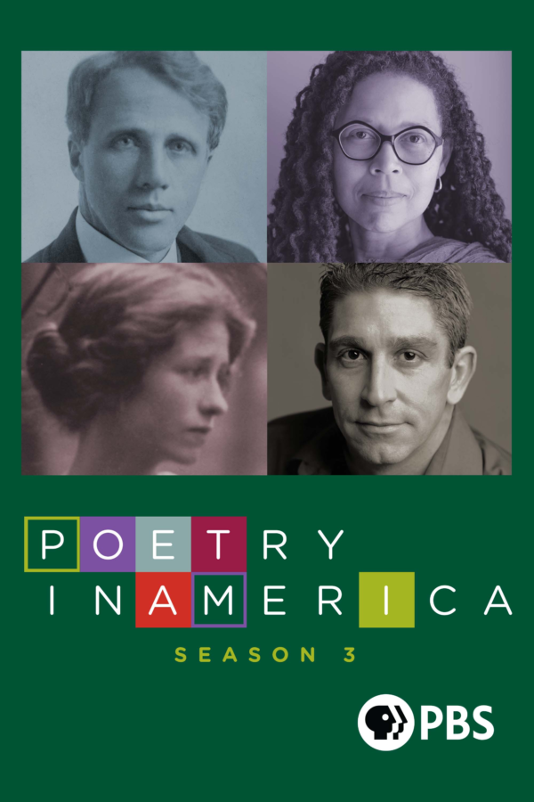 Poetry in America's Season Three flyer displaying four portraits of featured speakers and figures.
