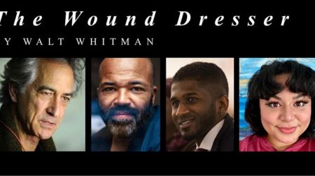 Flyer for The Wound-Dresser with Theater of War & Community Building Art Works, a virtual community discussion of Walt Whitman’s “The Wound-Dresser.”