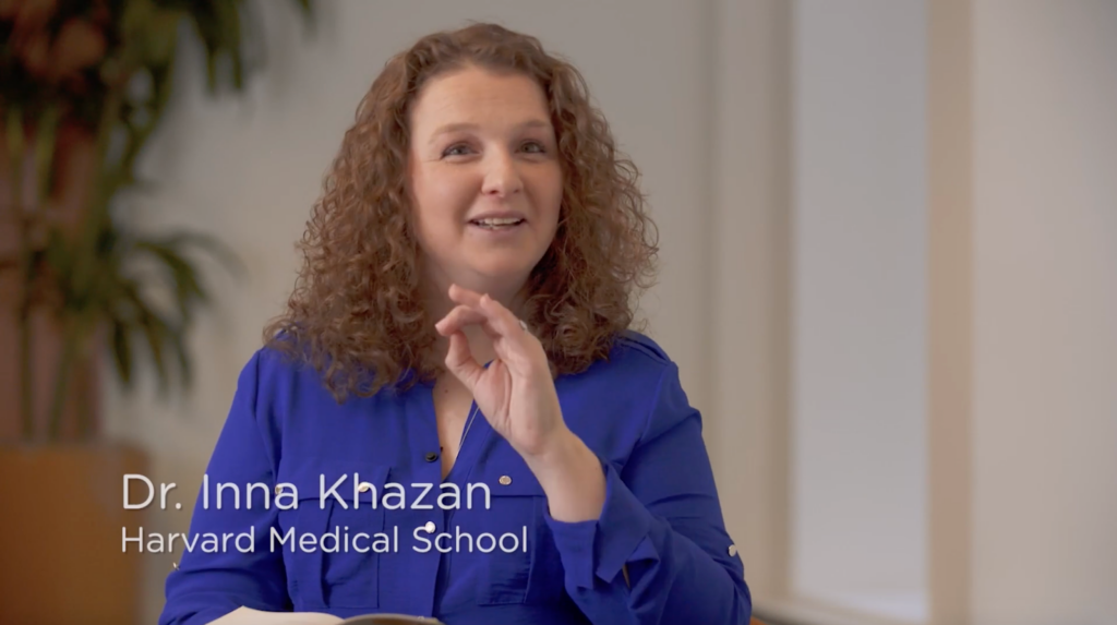 Portrait of Dr. Inna Khazan, a Licensed Clinical Psychologist Certified Biofeedback Specialist who is a member of the faculty at Harvard Medical School.